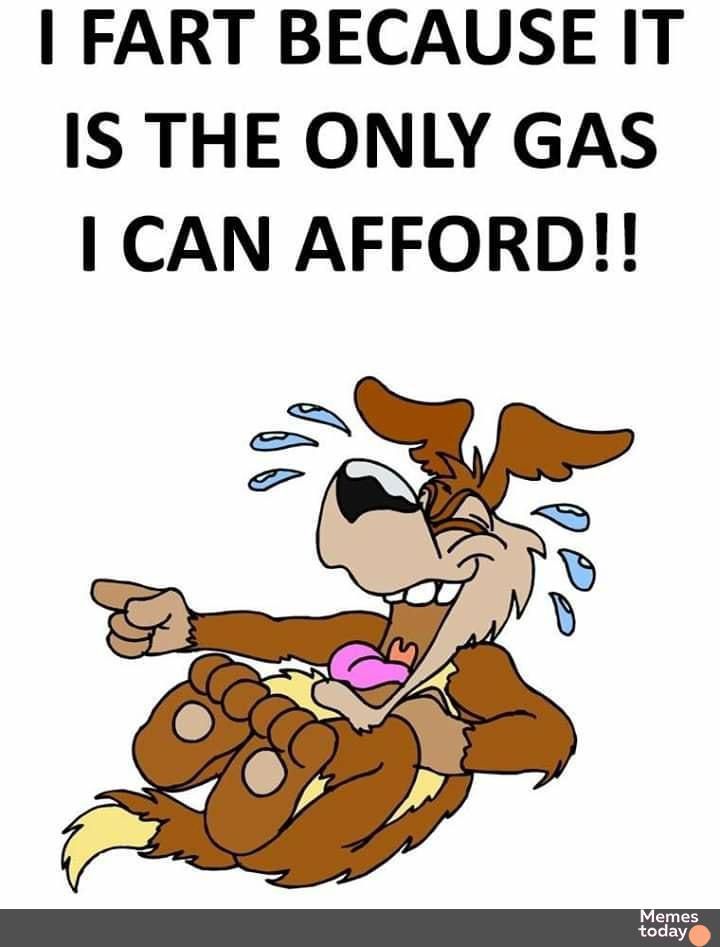 FART BECAUSE IT IS THE ONLY GAS CAN AFFORD