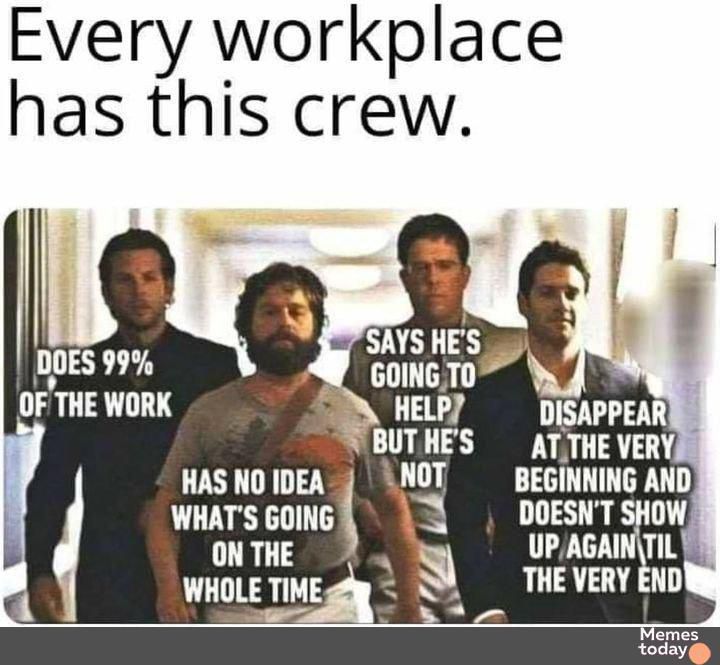 Every workplace has this crew HELP B HAS NO IDEA i qurs comel L3 4 3