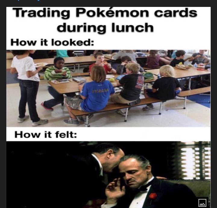 Trading Pokmon cards during lunch How it looked