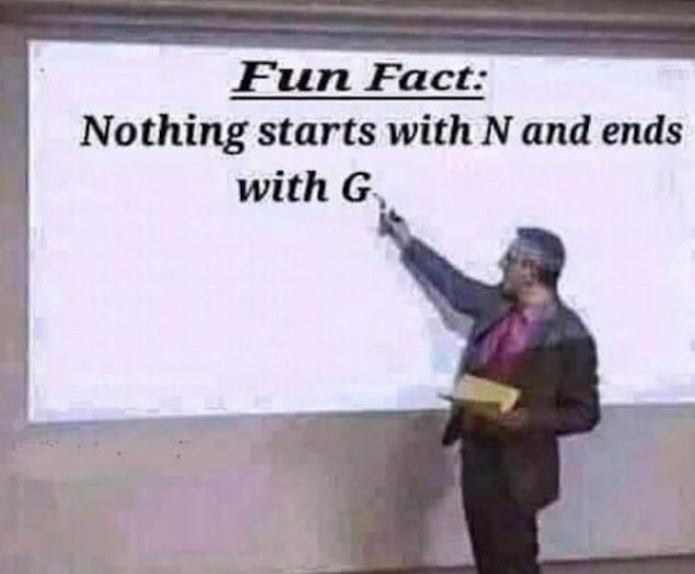 Fun Fact Nothing starts with N and ends with G