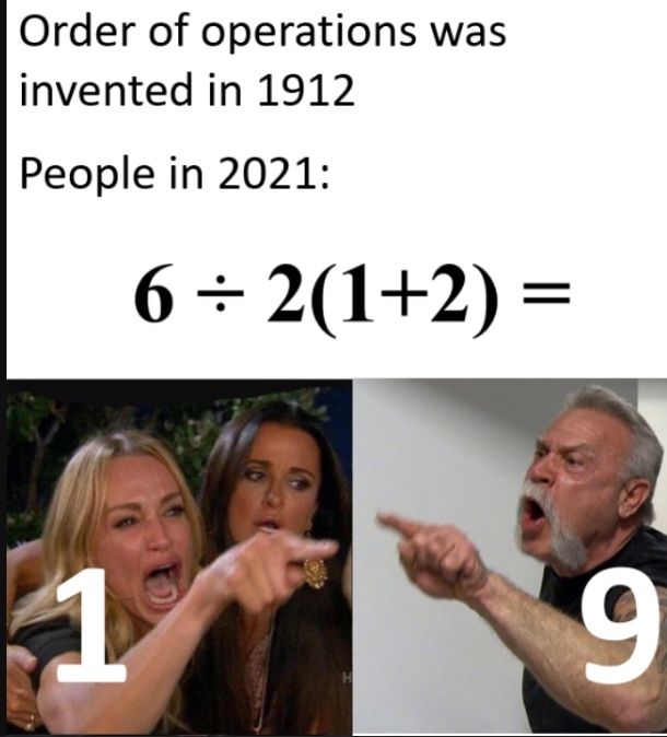 Order of operations was invented in 1912 People in 2021 6212