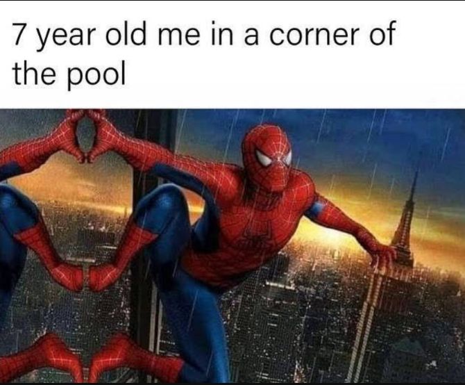 7 year old me in a corner of the pool