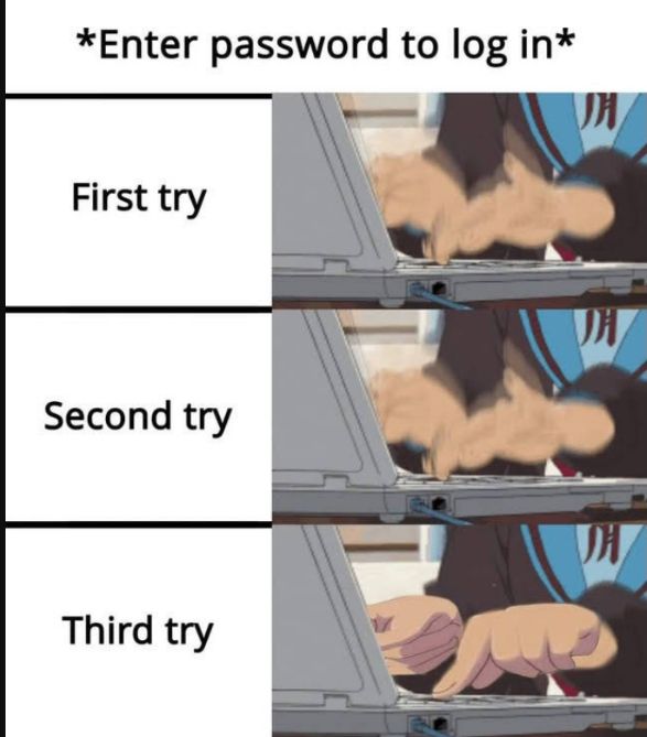 Enter password to log in First try Second try Third try