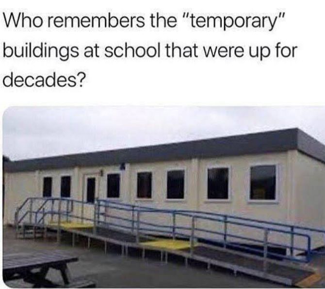 Who remembers the temporary buildings at school that were up for decades