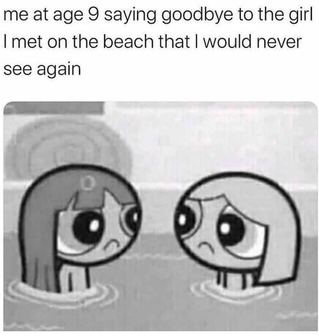 me at age 9 saying goodbye to the girl met on the beach that would never see again