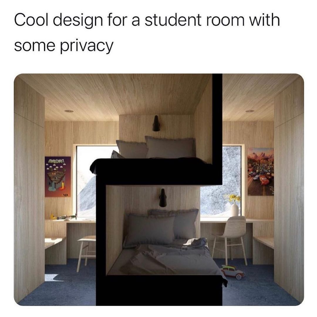 Cool design for a student room with some privacy