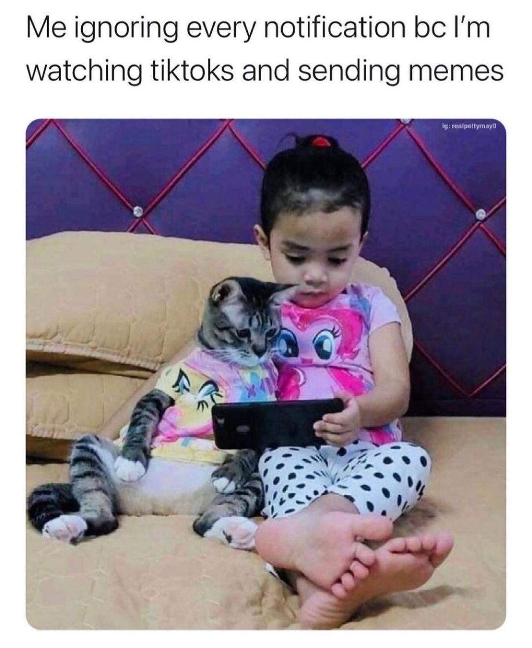Me ignoring every notification bc Im watching tiktoks and sending memes