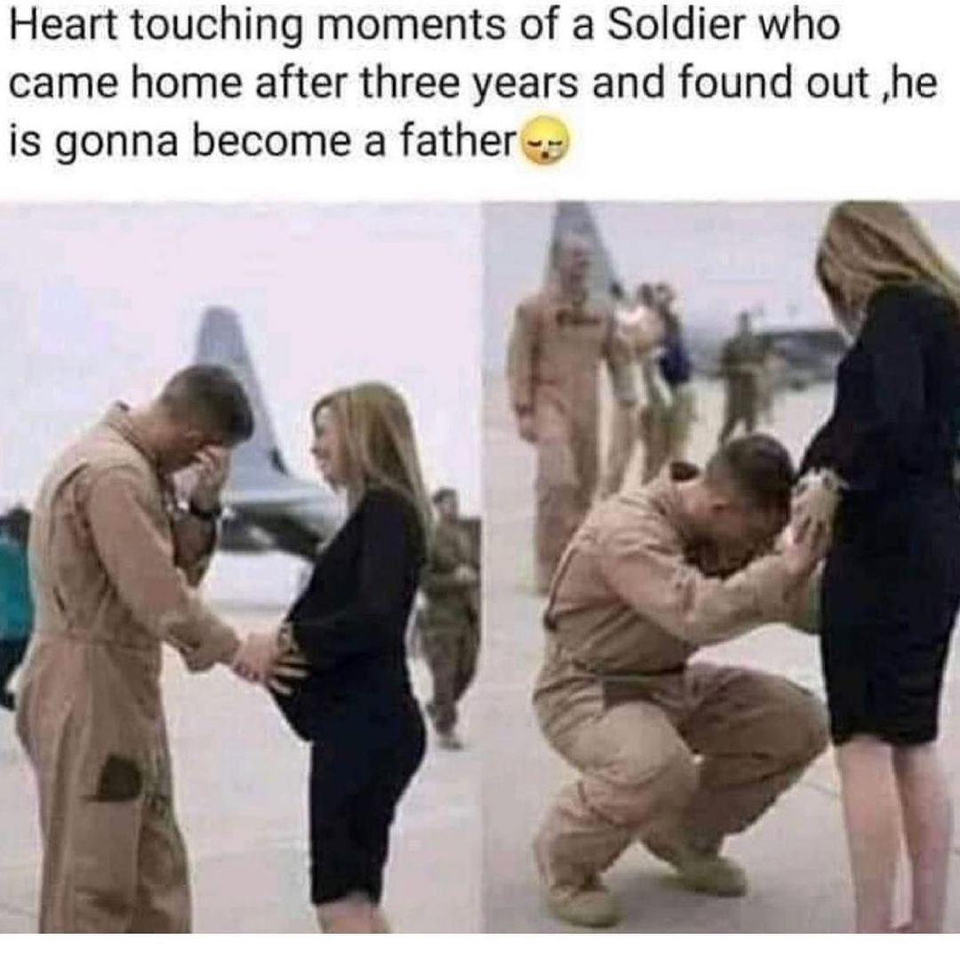 Heart touching moments of a Soldier who came home after three years and found out he is gonna become a father