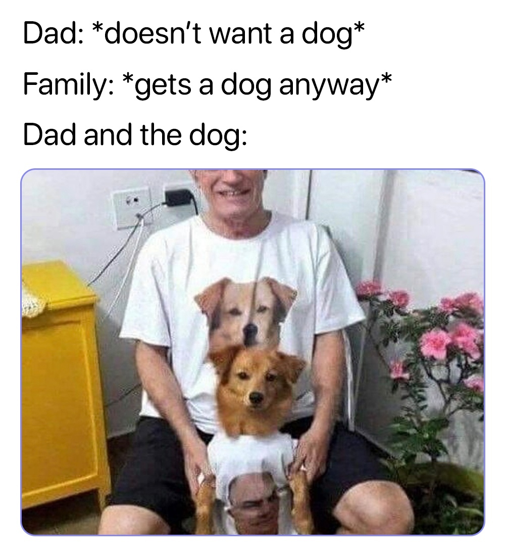 Dad doesnt want a dog Family gets a dog anyway Dad and the dog