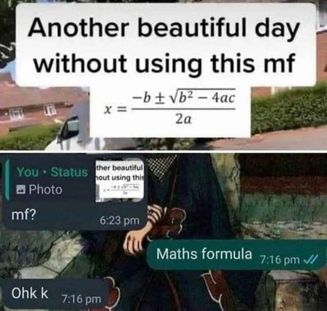 Another beautiful day without using this mf b Vb 4ac 1 3 ther beautiful I out using thi 10 o il mf 623 pm N 1y f U Maths formula o o Ohkk 7_16m qj