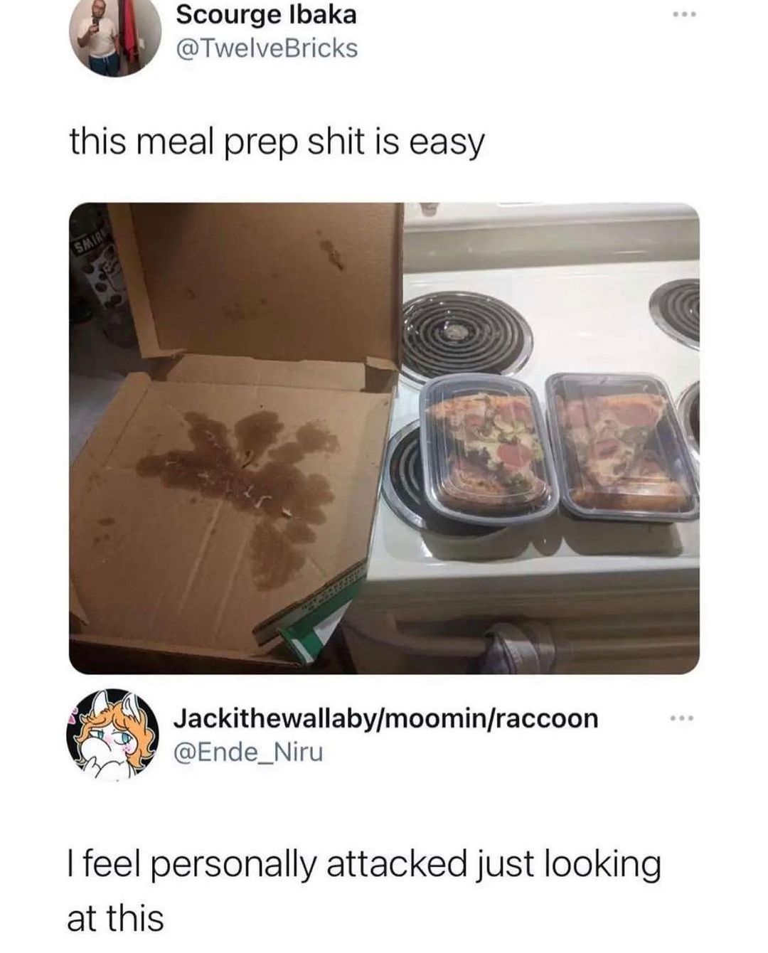 Scourge Ibaka s TwelveBricks this meal prep shit is easy Jackithewallabymoominraccoon Ende_Niru feel personally attacked just looking at this