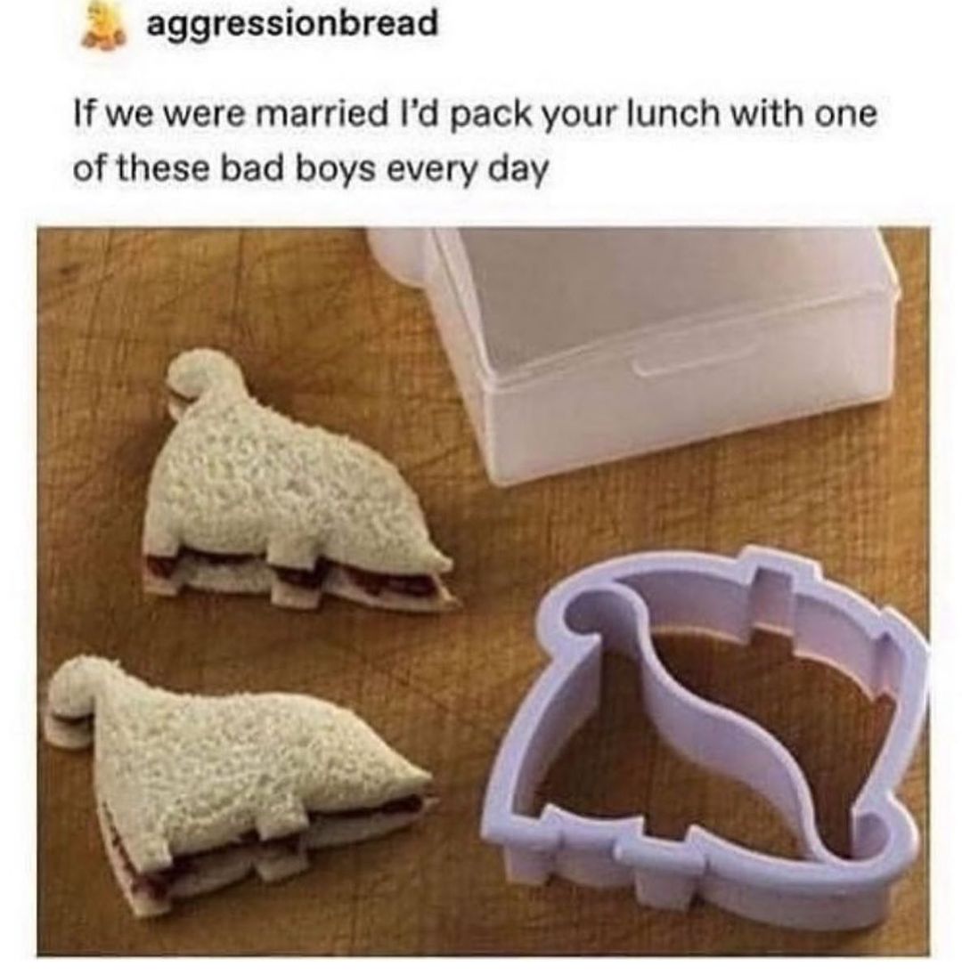 aggressionbread If we were married Id pack your lunch with one of these bad boys every day