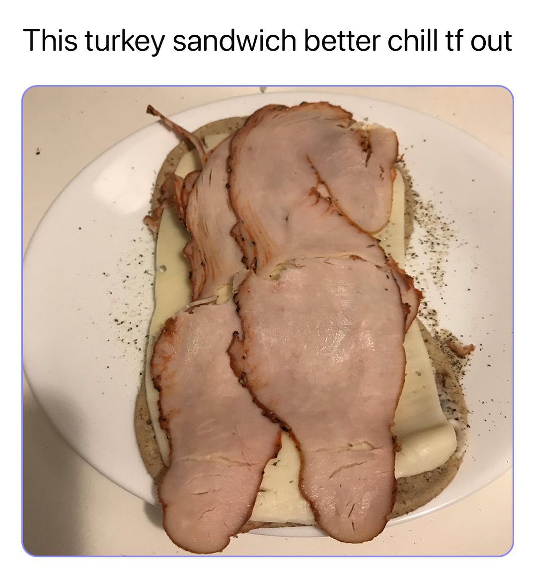 This turkey sandwich better chill tf out