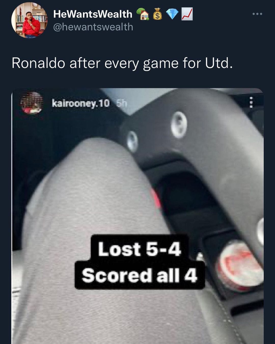 o ML BRI R N v hewantswealth o Ronaldo after every game for Utd