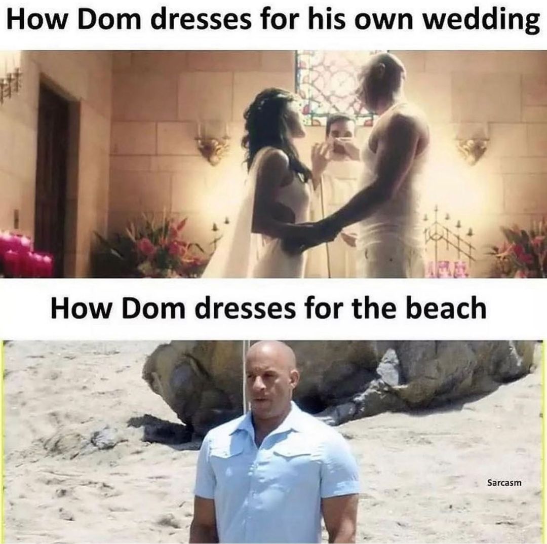 How Dom dresses for his own wedding How Dom dresses for the beach e mf