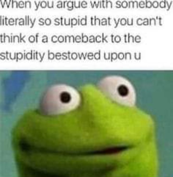 vihen you argue with somepoay literally so stupid that you cant think of a comeback to the stupidity bestowed upon u