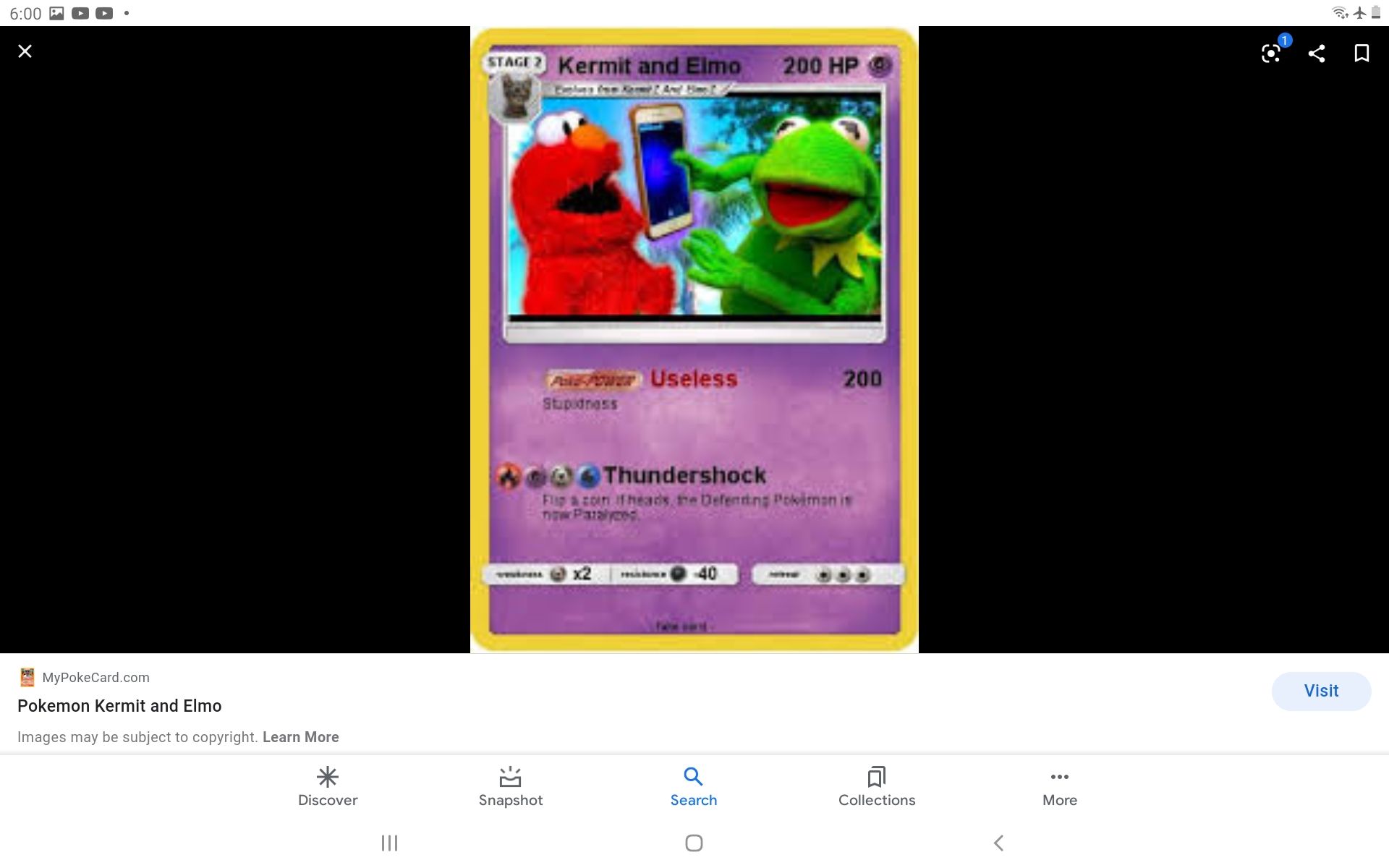 eCardcom Pokemon Kermit and Elmo Ima e sut 0 CC ght Learn More Q al Discover Snapshot Search Collections