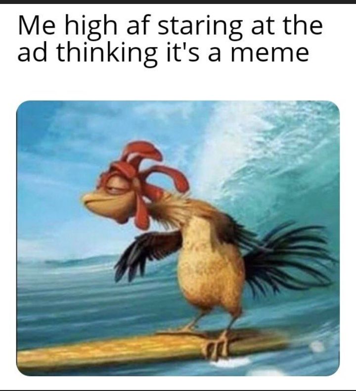 Me high af staring at the ad thinking its a meme