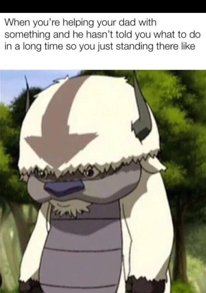 When youre helping your dad with something and he hasnt told you what to do in a long time so you just standing there like