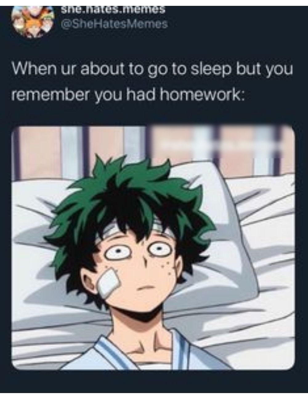 2 g s When ur about to go to sleep but you remember you had homework