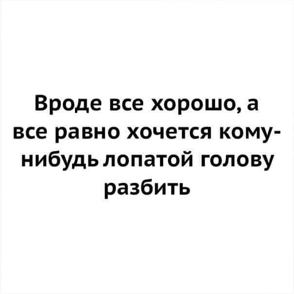 Вроде все хорошо а все равно хочется кому нибудь лопатой голову разбить