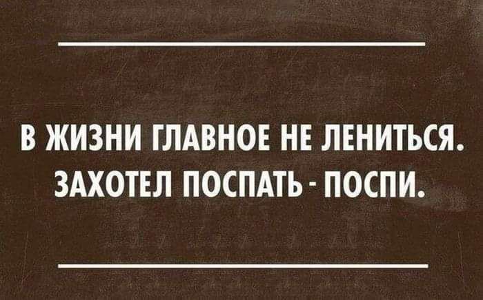 В ЖИЗНИ ГЛАВНОЕ НЕ ЛЕНИТЬСЯ ЗАХОТЕЛ ПОСПАТЬ ПОСПИ