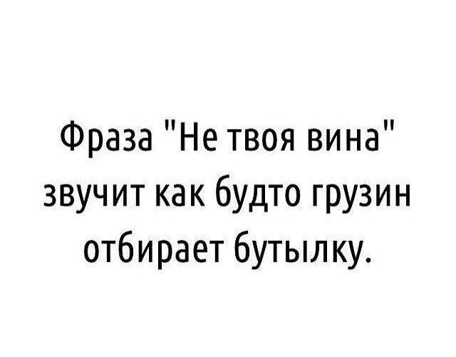 Фраза Не твоя вина звучит как будто грузин отбирает бутылку