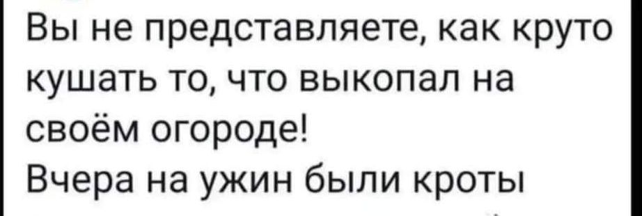 Вы не представляете как круто кушать то что выкопал на своём огороде Вчера на ужин были кроты