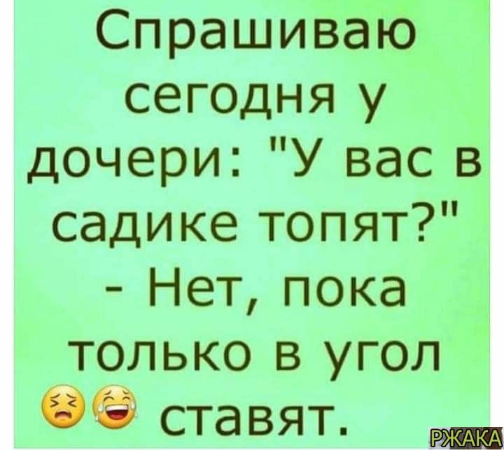 Спрашиваю сегодня у дочери У вас в садике топят Нет пока только в угол ставят а