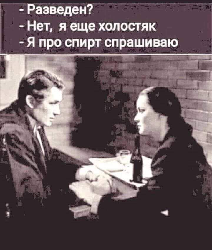 Разведен Нет я еще холостяк Я про спирт спрашиваю