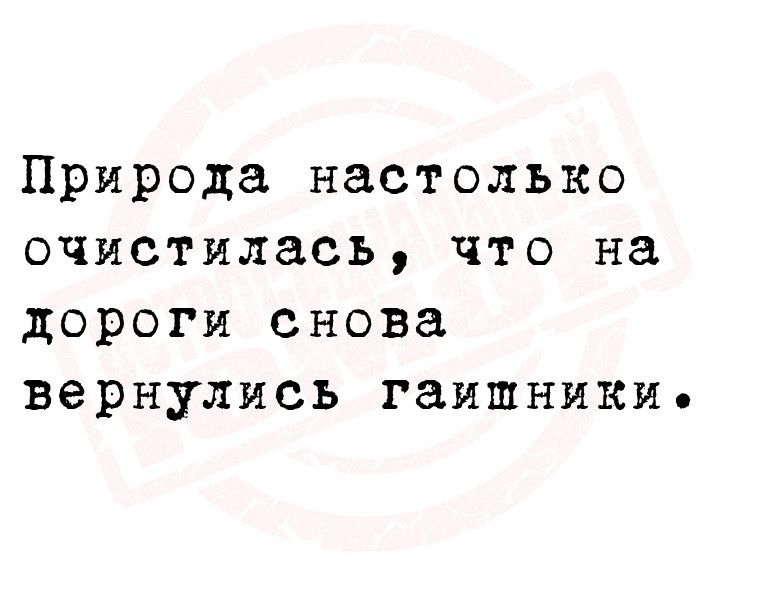 Природа настолько очистилась что на дороги снова вернулись гаишникие