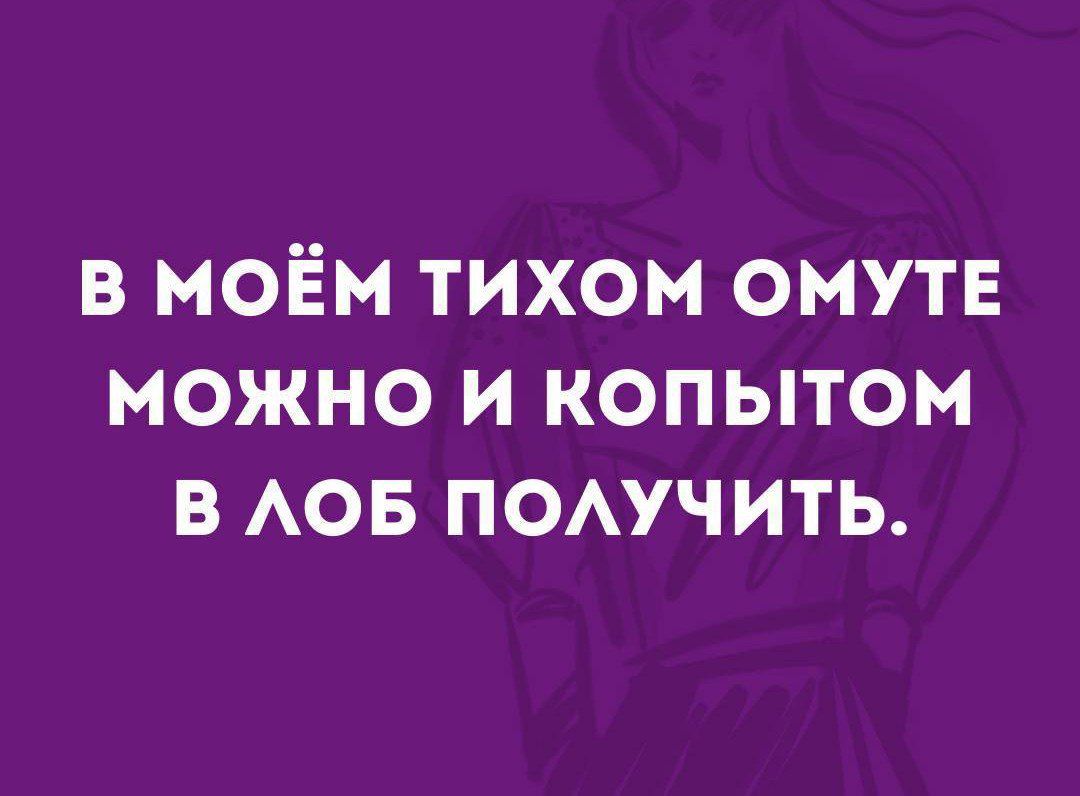 В МОЁМ ТИХОМ ОМУТЕ МОЖНО И КОПЫТОМ В ЛОБ ПОЛУЧИТЬ