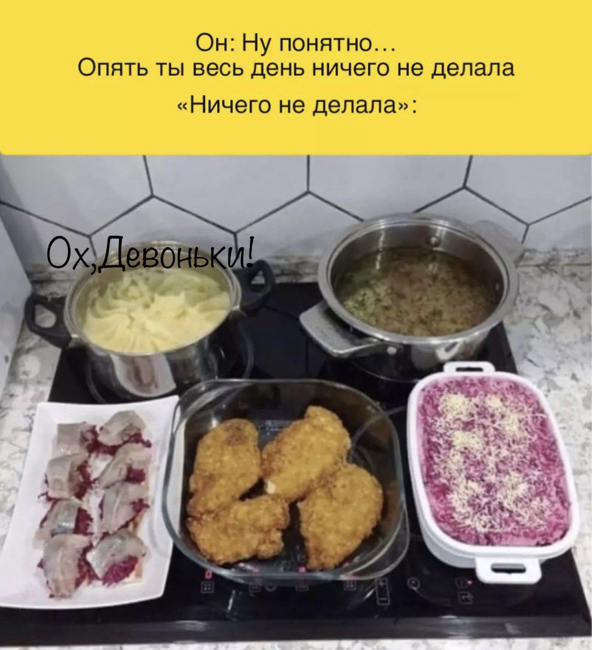 Он Ну понятно Опять ты весь день ничего не делала Ничего не делала