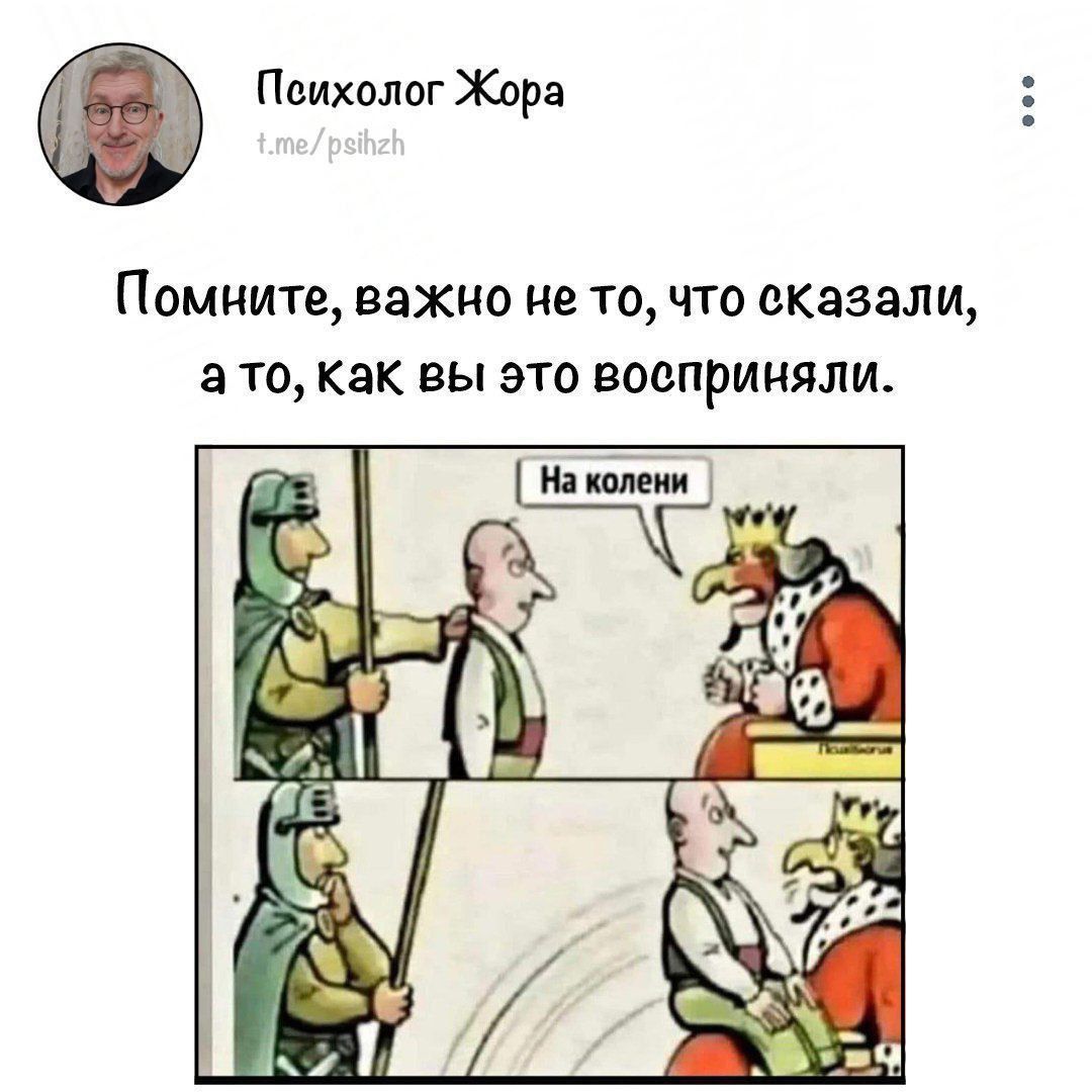 Психолог Жора Помните важно не то что сказали ато как вы это БООПРИНЯЛИ