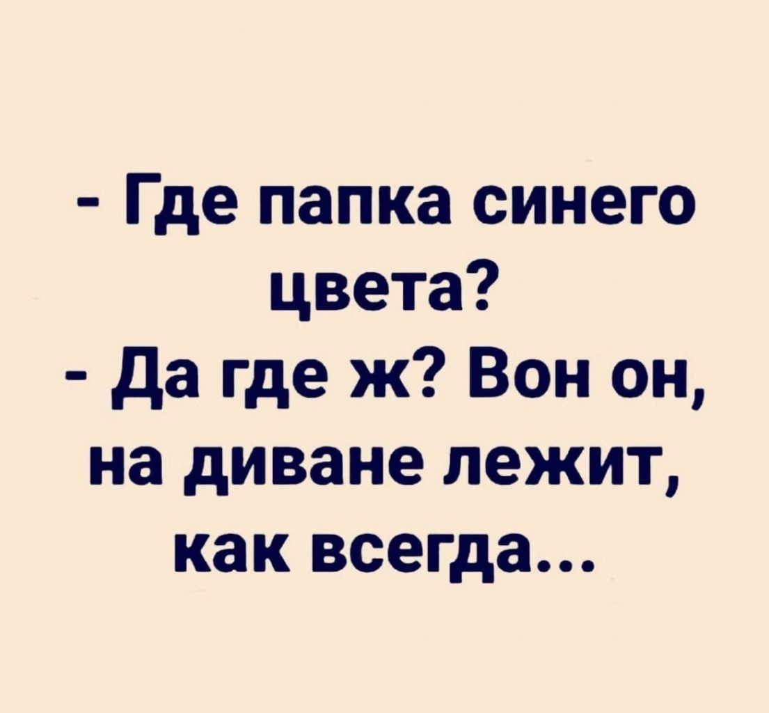 Где папка синего цвета Да где ж Вон он на диване лежит как всегда