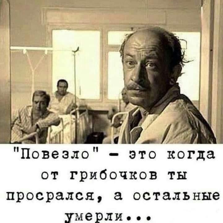 Повеёло это когда от грибочков ты просрался а остальные ммерлиИеее