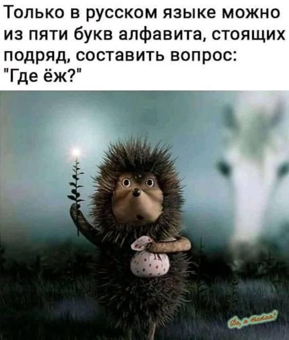 Только в русском языке можно из пяти букв алфавита стоящих подряд составить вопрос
