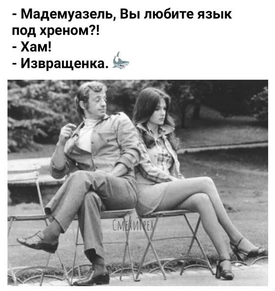 Мадемуазель Вы любите язык под хреном Хам Извращенка 5