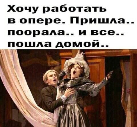 Хочу работать в опере Пришла поорала и все пошла домой