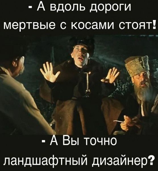 А вдоль дороги мертвые с косами стоят АВ А А Вы точно ландшафтный дизайнер