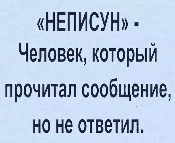 НЕПИСУН Человек который прочитал сообщение но не ответил