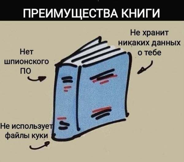 ПРЕИМУЩЕСТВА КНИГИ Не хранит никаких данных Нет отебе шШПиоНСКоГо по я файлы куки