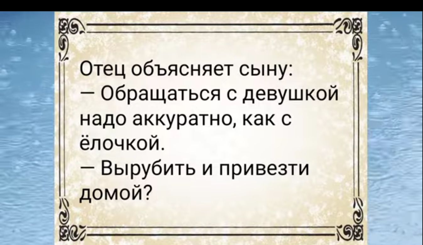 Отец объясняет сыну Обращаться с девушкой надо аккуратно как с ёлочкой 1 Вырубить и привезти домой и