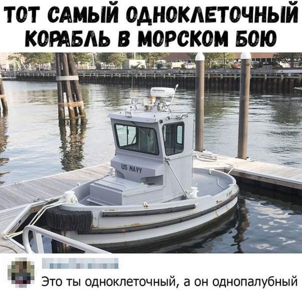 ТОТ САМЫЙ ОДНОКЛЕТОЧНЫЙ _ КОРАБЛЬ В МОРСКОМ БОЮ ы Это ты одноклеточный а он однопалубный