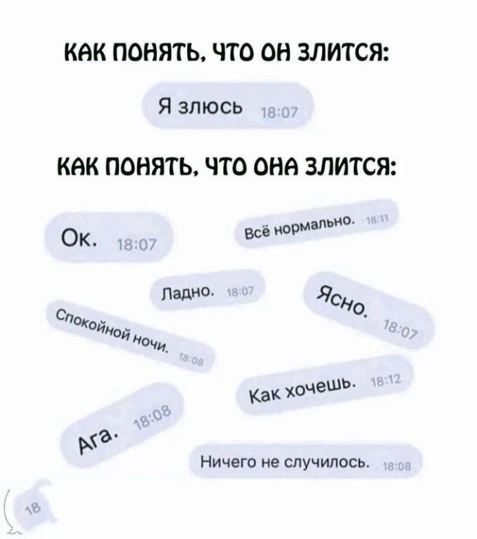 КАК ПОНЯТЬ ЧТО ОН ЗЛИТСЯ Я злюсь КАК ПОВЯТЬ ЧТО ОНА ЗЛИТСЯ Ок всё нормельн я Ладно Яс_ о щпйтщ какхочей к Ничего не случилось