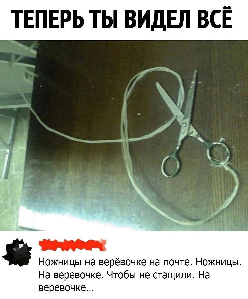 ТЕПЕРЬ ТЫ ВИДЕЛ ВСЁ Ножницы на верёвочке на почте Ножницы На веревочке Чтобы не стащили На веревочке