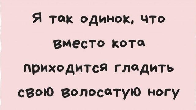 Я ток одинок Что вместо кота приходится глодить свВоЮ волосотую ногу