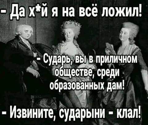 Да хй я на всё ложил э о дарь Вьдприличном 00щ обществе среди образованных дам Извините сударын_и клал