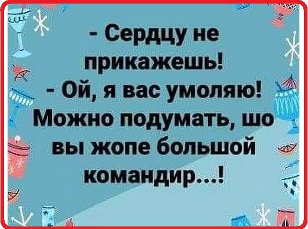 Сердцу не прикажешь Ой я вас умоляю Можно подумать шо вы жопе большой командир