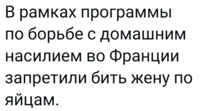 В рамках программы по борьбе с домашним насилием во Франции запретили бить жену по яйцам